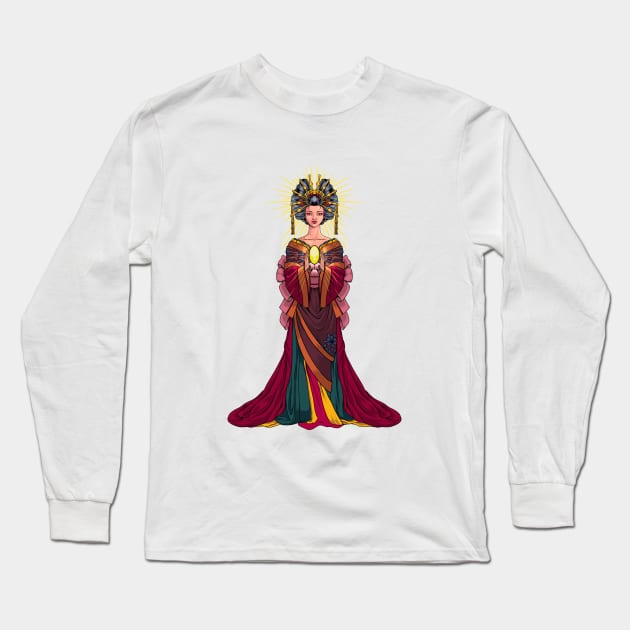 Japanese goddess Amaterasu Long Sleeve T-Shirt by Modern Medieval Design